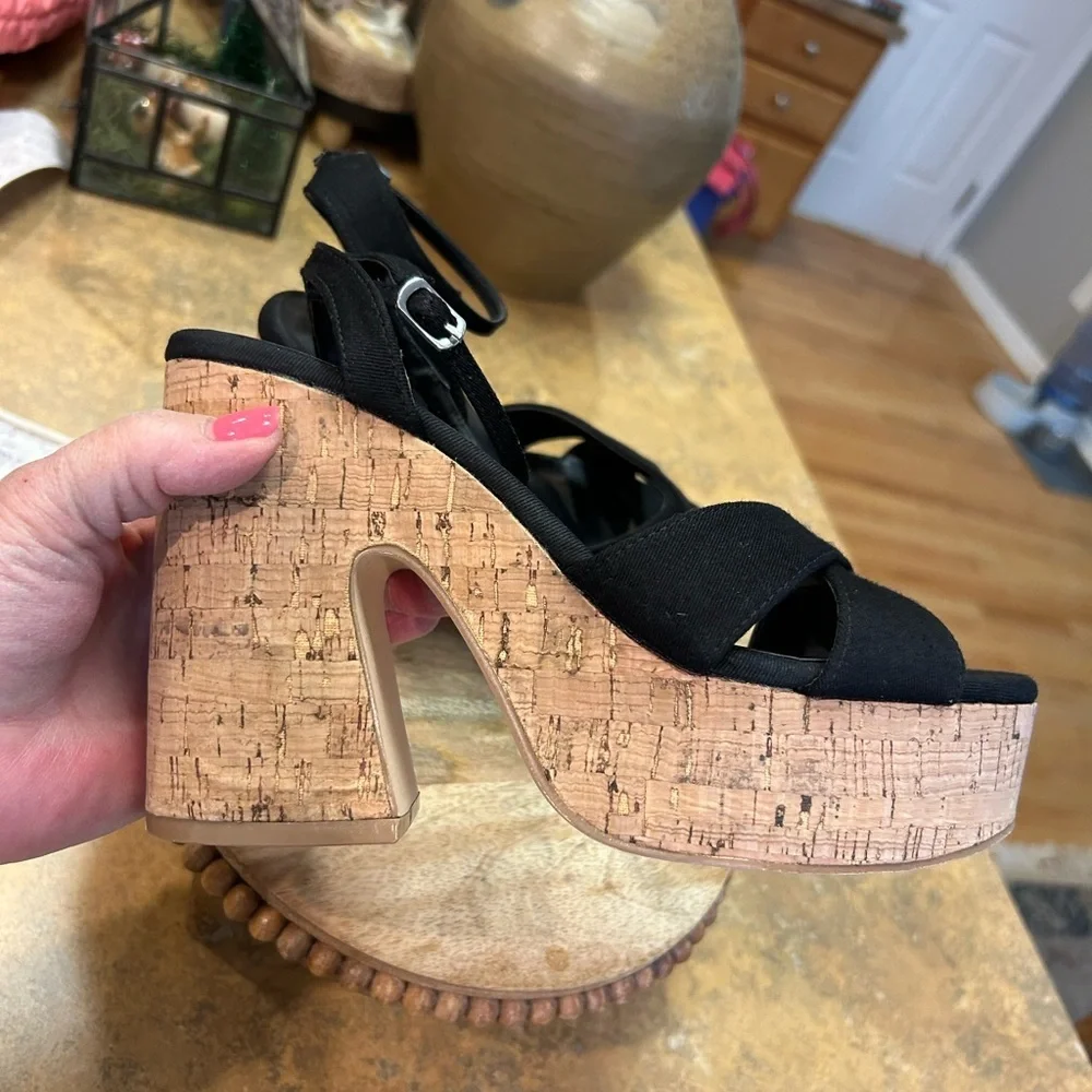 Madden Girl Ankle Strap Black Platform Sandals